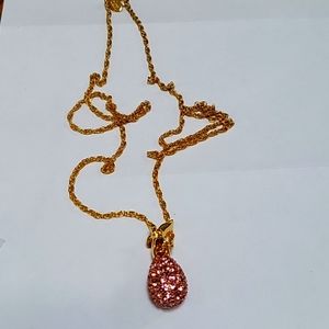 Joan Rivers Pink Pave Egg Necklace Heart and Sparrow
